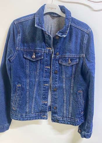 Düğmeli Lacivert Kadın Denim Ceket - Görsel 2