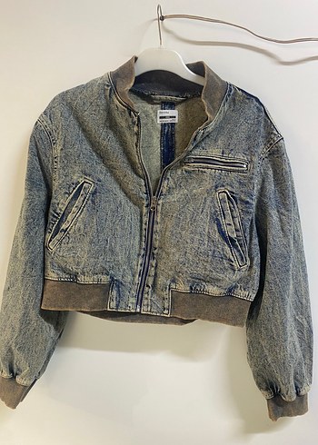 Düğmeli Gri Denim Kadın Ceket - Görsel 3