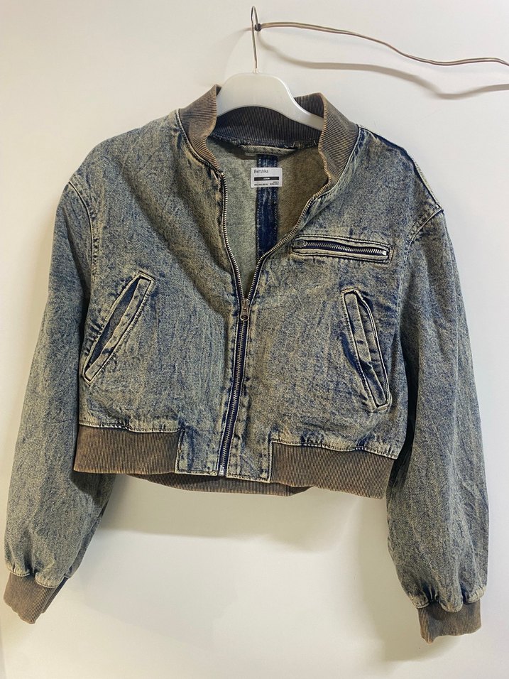 Düğmeli Gri Denim Kadın Ceket - Görsel 3