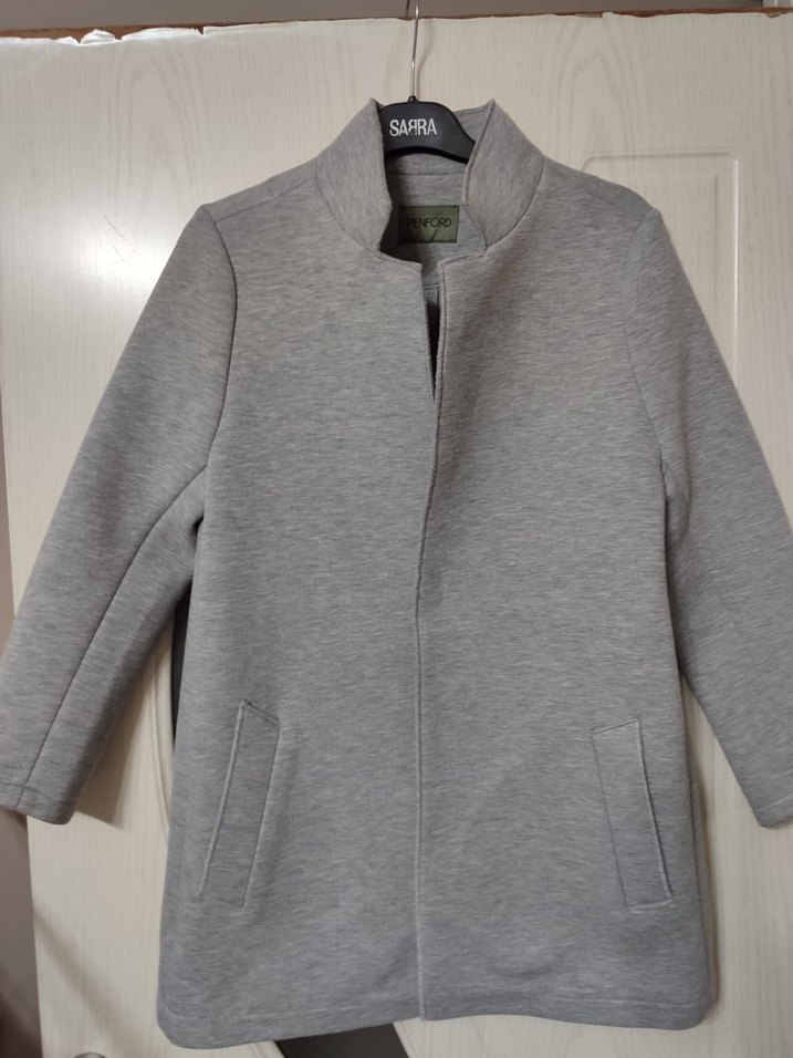 Gri Düğmeli Uzun Kaban - Görsel 2