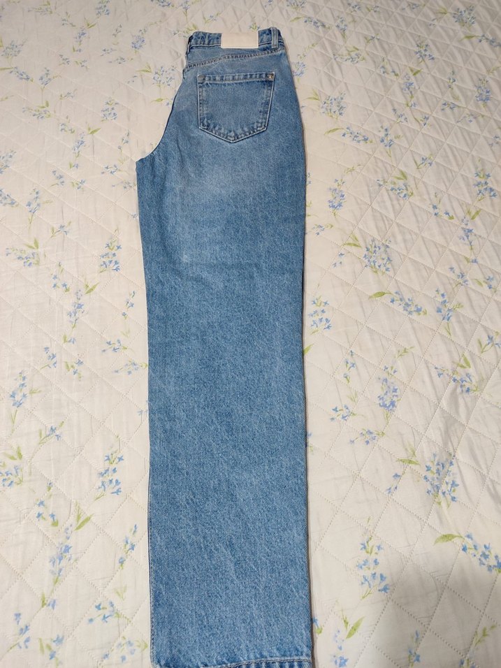 Kadın Mavi Bol Kesim Denim Pantolon - Görsel 2