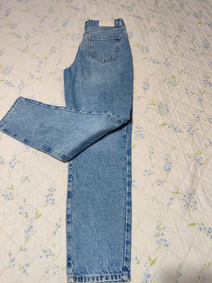 Kadın Mavi Bol Kesim Denim Pantolon - Görsel 3