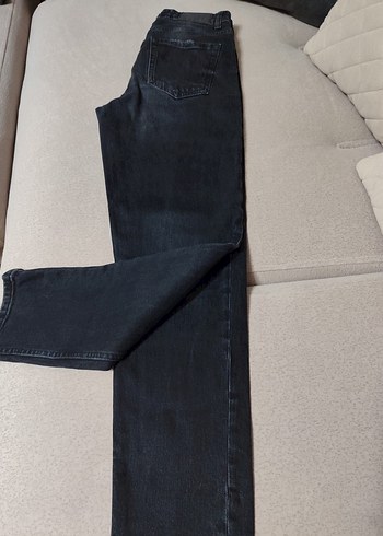 Gri Loose Fit Kadın Midi Kot Pantolon - Görsel 2