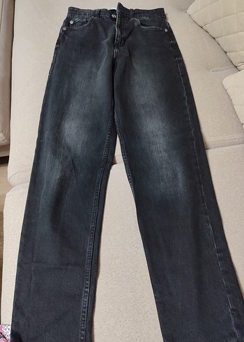 Gri Loose Fit Kadın Midi Kot Pantolon - Görsel 3