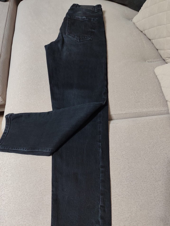 Gri Loose Fit Kadın Midi Kot Pantolon - Görsel 2