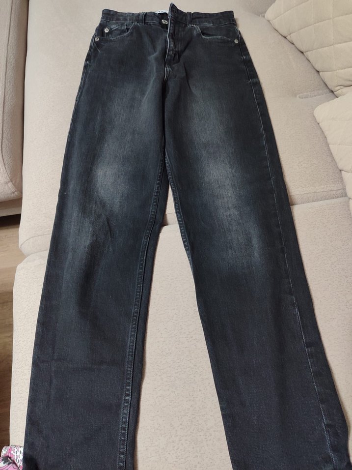 Gri Loose Fit Kadın Midi Kot Pantolon - Görsel 3