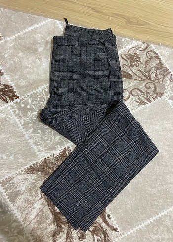 Gri Ekose Kumaş Kadın Pantolon