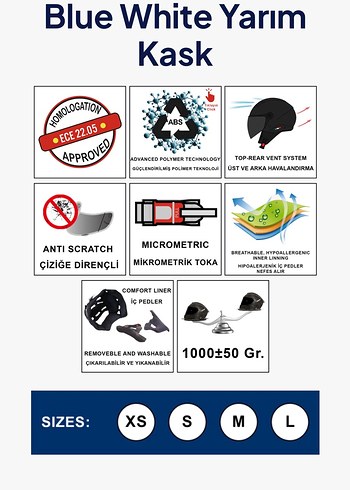 Sway 715 iris White Grey Kadın Motosiklet Kask - Görsel 2