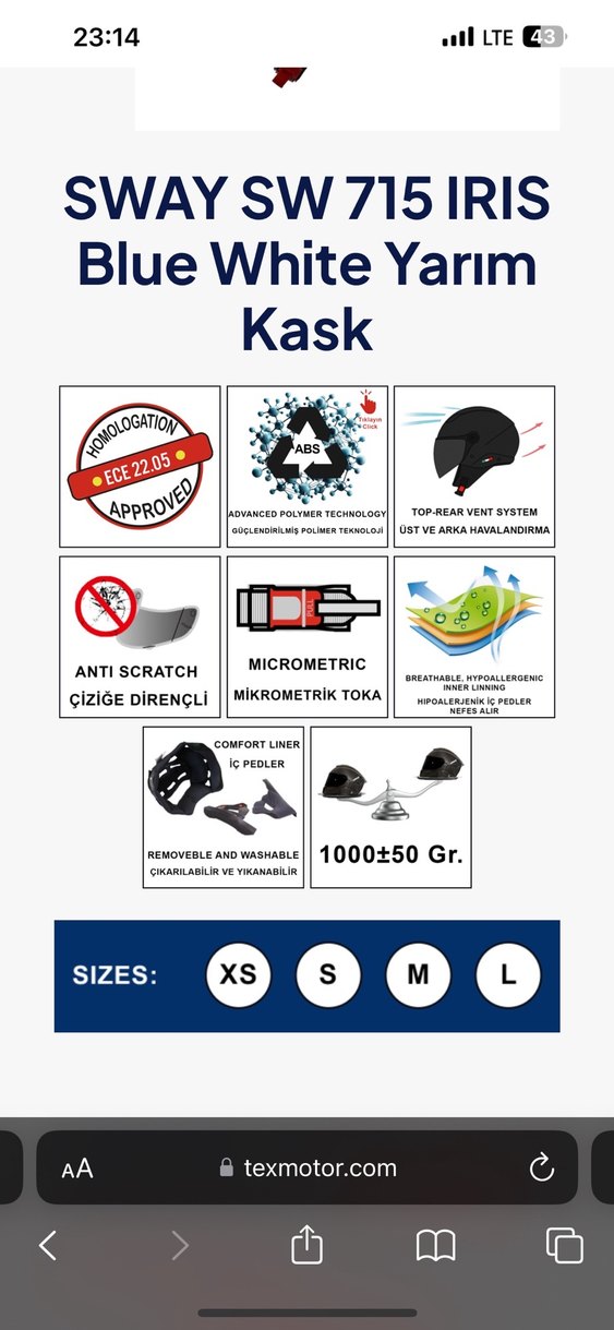 Sway İris White Blue  Kadın Motosiklet Kaskı - Görsel 3