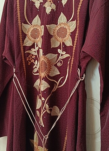 xl Beden Bordo ince elbise