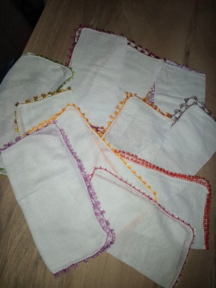 İğne oyası bebek mendili - Görsel 5