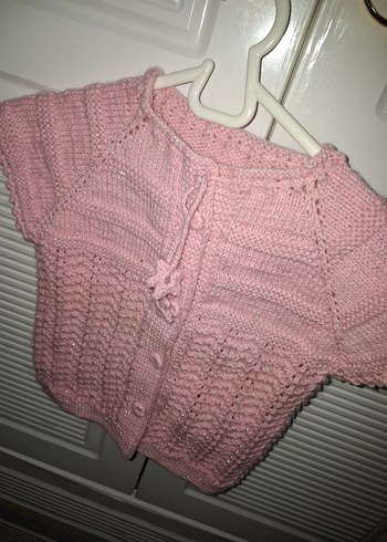 24-36 Ay Beden Kız Çocuk Pembe Kısa Kollu Triko Yelek