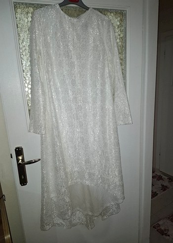 xxl Beden Uzun Kollu Beyaz Vintage Abiye Elbise