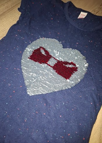 Kız Çocuk Lacivert Kısa Kollu Tişört - Görsel 3