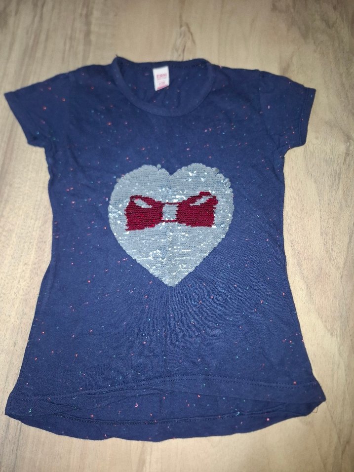 Kız Çocuk Lacivert Kısa Kollu Tişört - Görsel 2