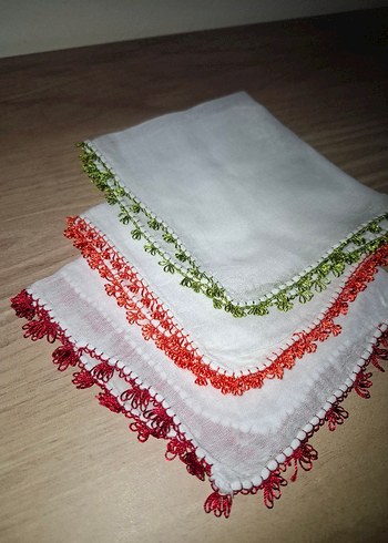 İğne oyası bebek mendili - Görsel 4