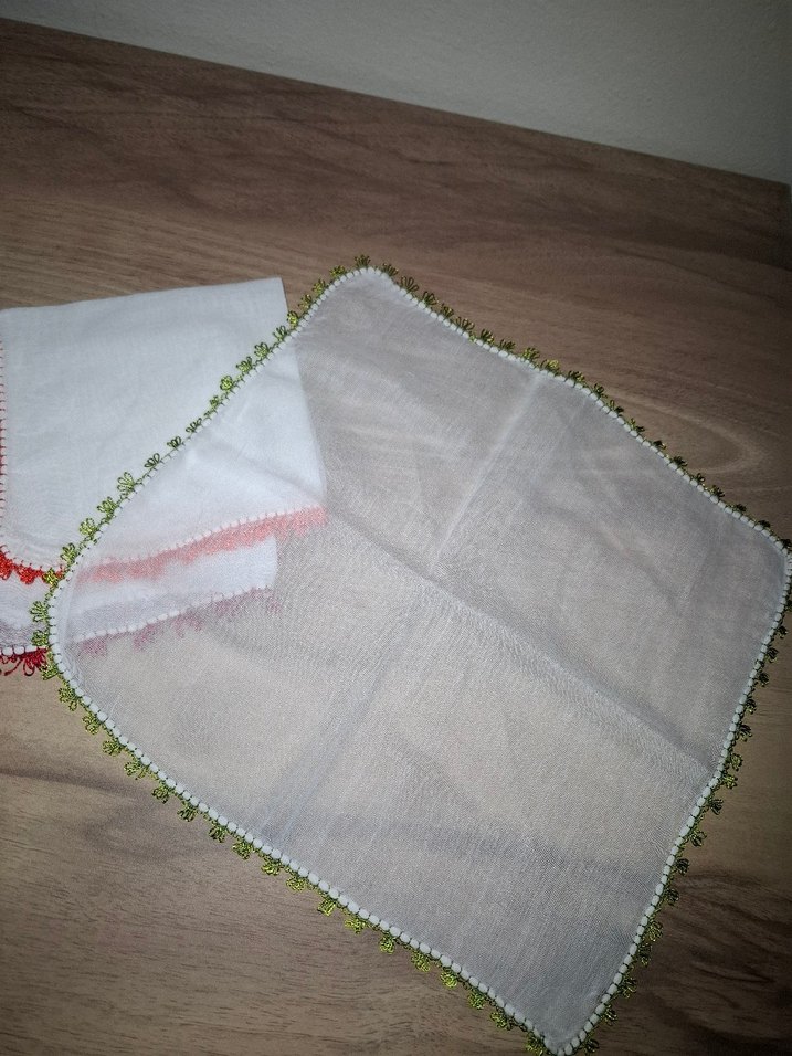 İğne oyası bebek mendili - Görsel 5