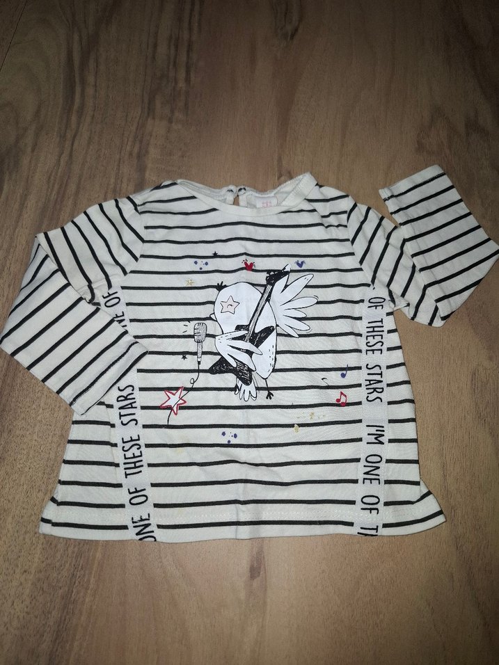 Kız Çocuk Çizgili Uzun Kollu Baskılı Tişört - Görsel 2