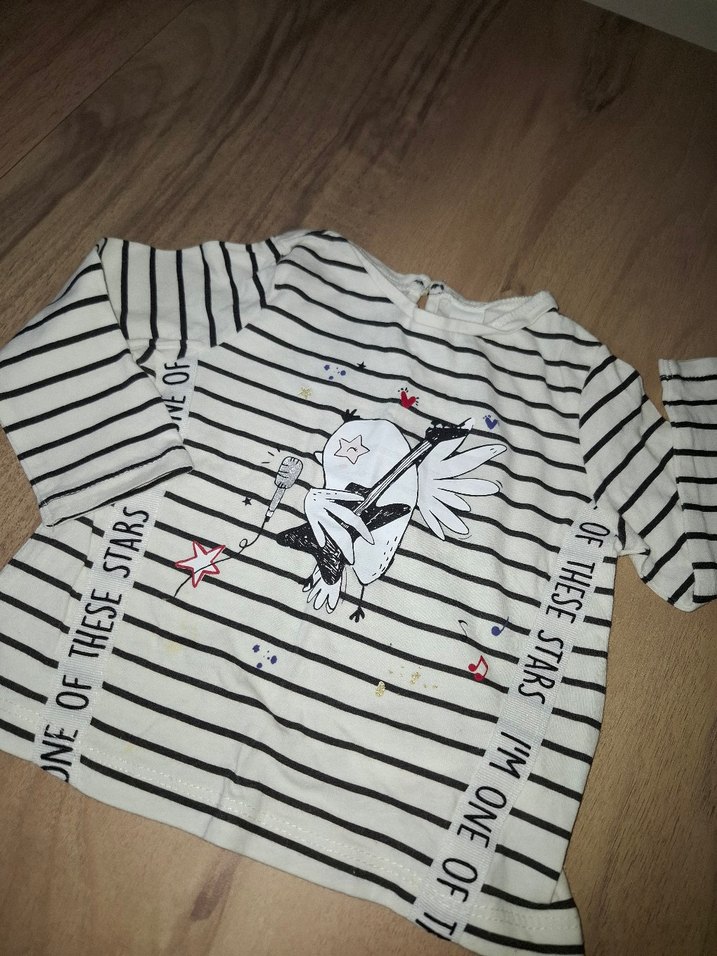 Kız Çocuk Çizgili Uzun Kollu Baskılı Tişört - Görsel 5