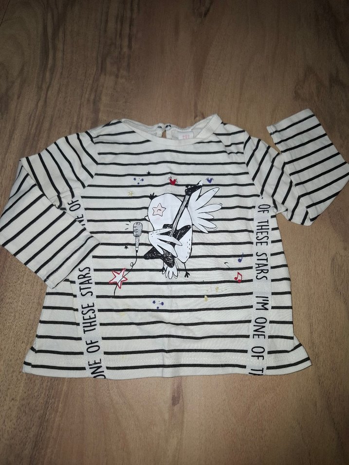 Kız Çocuk Çizgili Uzun Kollu Baskılı Tişört - Görsel 3