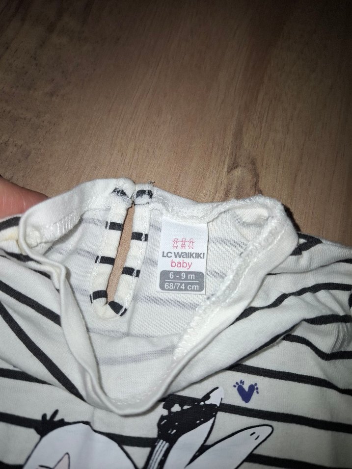 Kız Çocuk Çizgili Uzun Kollu Baskılı Tişört - Görsel 4