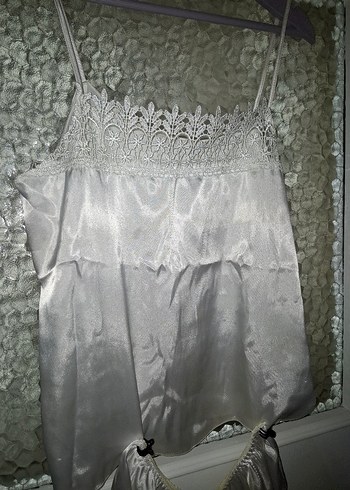 Diğer Beyaz Vintage Mini Saten Pijama Takımı