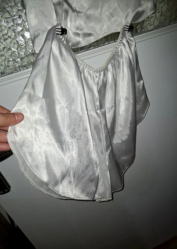 s Beden beyaz Renk Beyaz Vintage Mini Saten Pijama Takımı