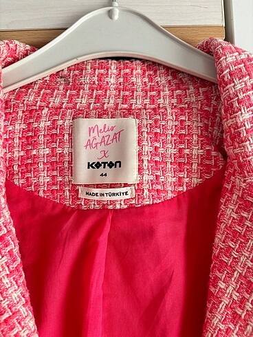xl Beden Pembe tuvit crop blazer koton