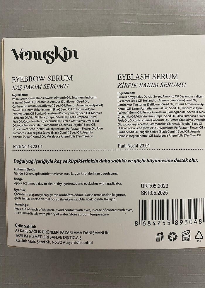 Venuskin Kaş Kirpik Bakım Yağı 20 ml Organik Argan Yağlı & Doğal - Görsel 3