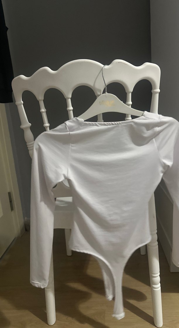 Beyaz uzun kollu zıbınlı body - Görsel 2