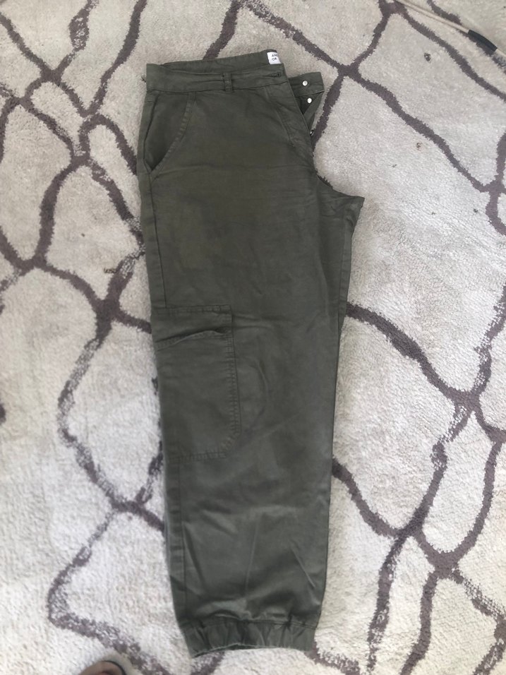 Düğmeli Keten Kadın Kumaş Pantolon - Görsel 3