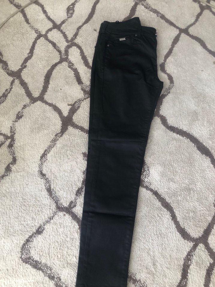 Kadın Siyah Deri Biker Pantolon - Görsel 3