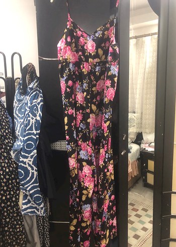 Çiçek Desenli Uzun Askılı Bohem Tulum - Görsel 3