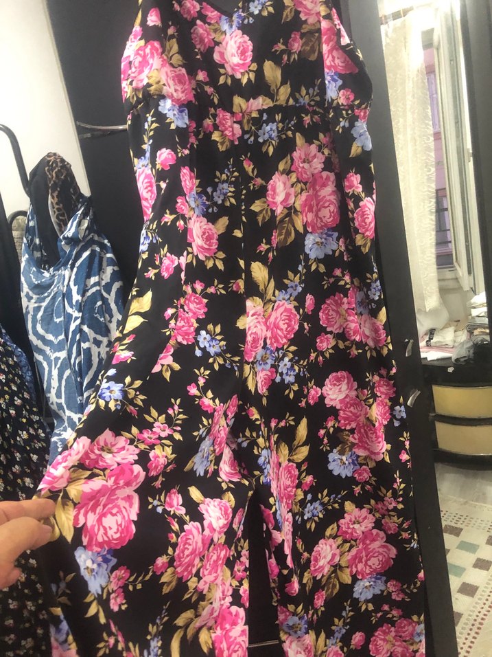 Çiçek Desenli Uzun Askılı Bohem Tulum - Görsel 2