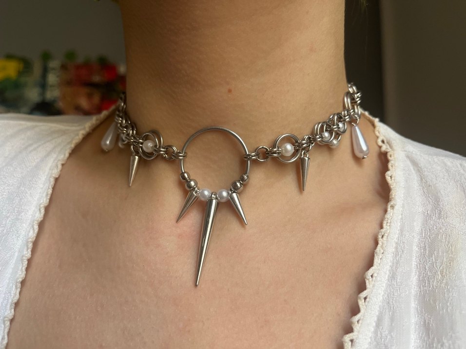 Chainmail Gotik İnci Kolye - Görsel 5