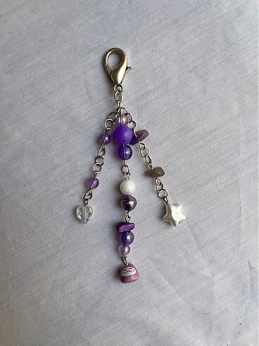 Kedi charmlı mor anahtarlık - Görsel 2