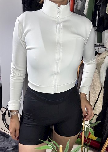 Beyaz fermuarlı Ceket - Görsel 3