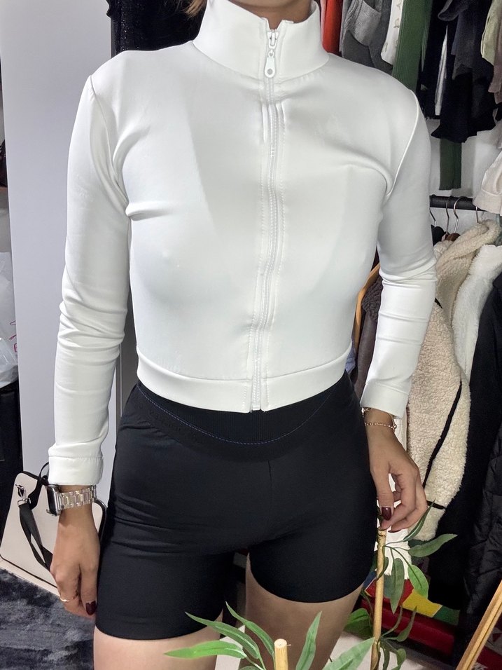 Beyaz fermuarlı Ceket - Görsel 3