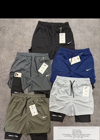 Nike Pro Elastik Bel Gri Spor Tayt Şort