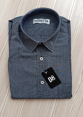 Diğer Gri Denim Uzun Kollu Erkek Gömlek