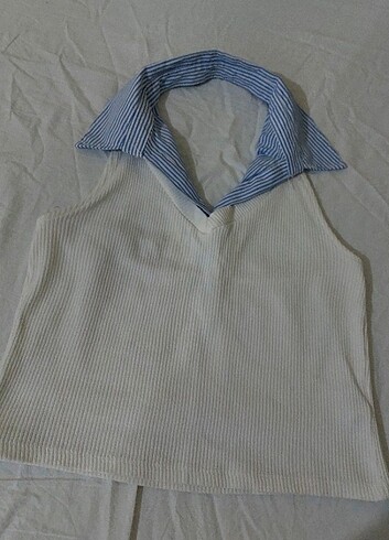 xs Beden beyaz Renk Stradivarius Halter Yaka Top