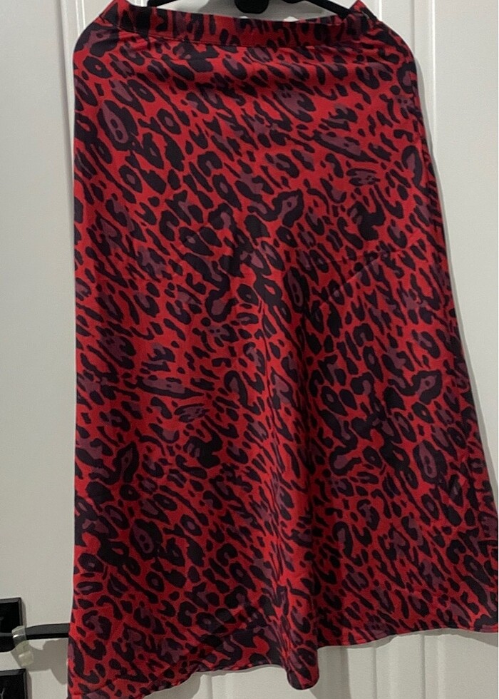 Kadın leopar desen saten etek - Görsel 2