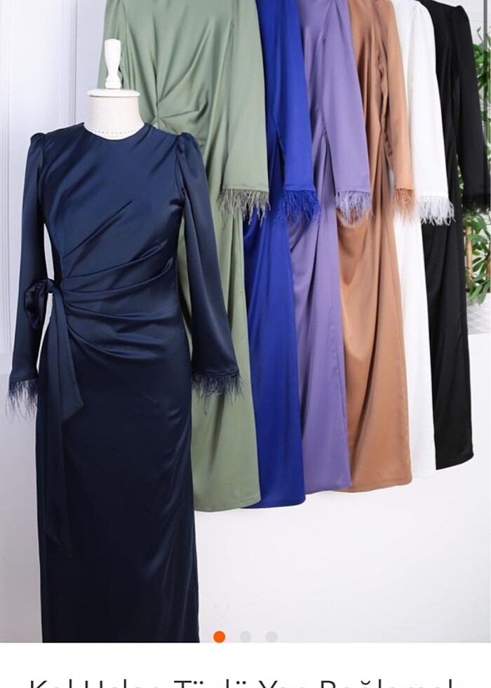 Tesettür saten kalem elbise - Görsel 2