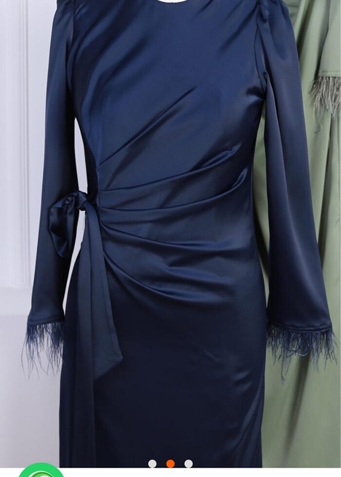 Tesettür saten kalem elbise - Görsel 3