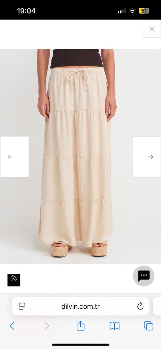 Bej Pamuklu Bohem Uzun Etek - Görsel 3