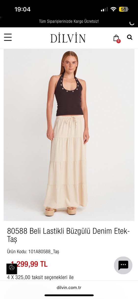 Bej Pamuklu Bohem Uzun Etek - Görsel 2