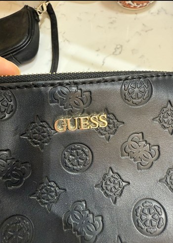 Beden siyah Renk GUESS Siyah Deri Kadın Çanta