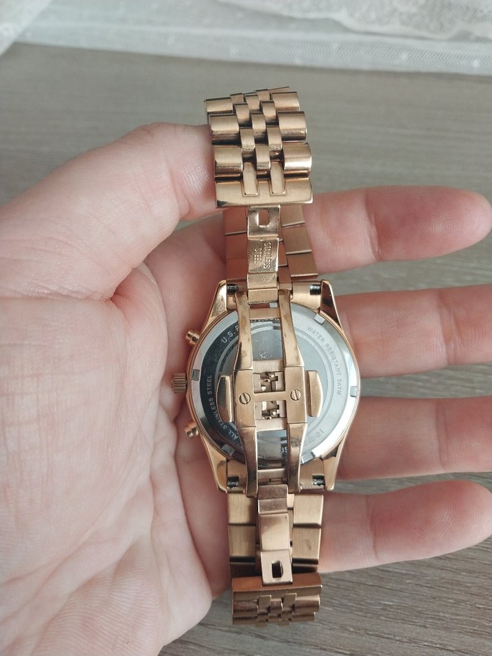 Altın Renkli Klasik Kadın Kol Saati Us Polo - Görsel 3