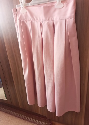 Pembe Pilili Midi Kadın Etek