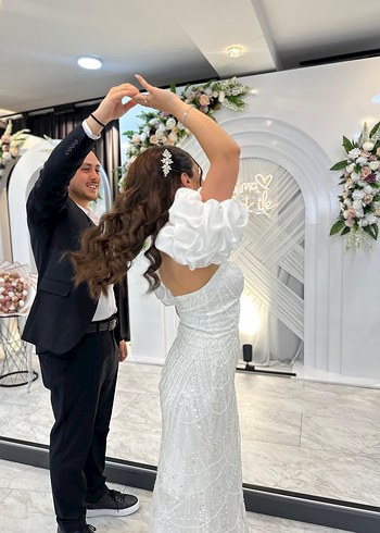 Beyaz Gelinlik Nişanlık Beyaz Elbise Abiye - Görsel 2